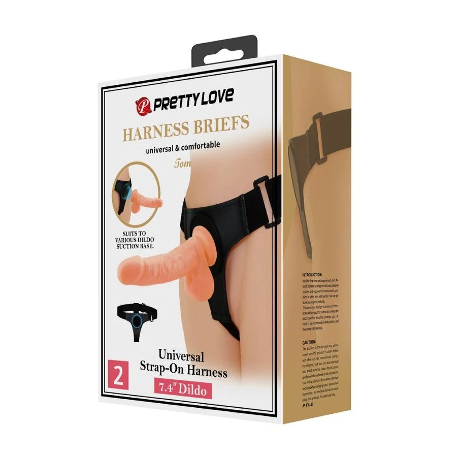 PRETTY LOVE - IMBRAGATURA SLIP UNIVERSALE CON DILDO TOM 20 CM NATURALE
